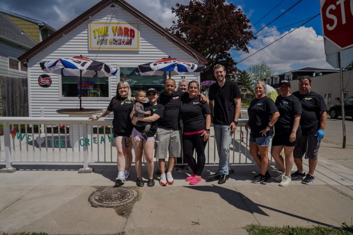 The Yard team in front of the shop